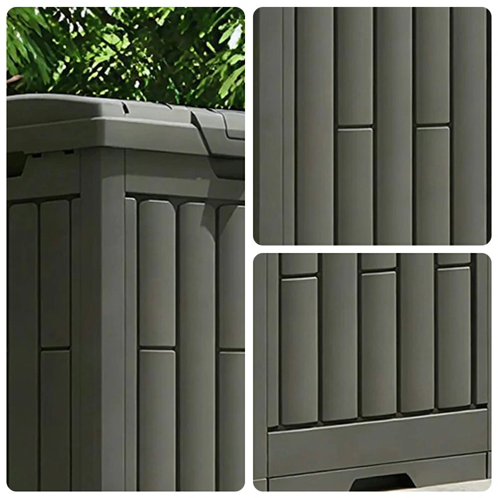 SOLARA 110L Outdoor Rubbish Bin - Slim Space Saving Flip Lid Waste Bin for Garden Patio Balcony - Dark Grey