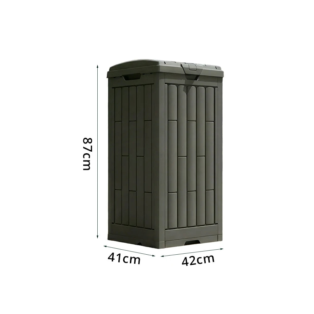 SOLARA 110L Outdoor Rubbish Bin - Slim Space Saving Flip Lid Waste Bin for Garden Patio Balcony - Dark Grey