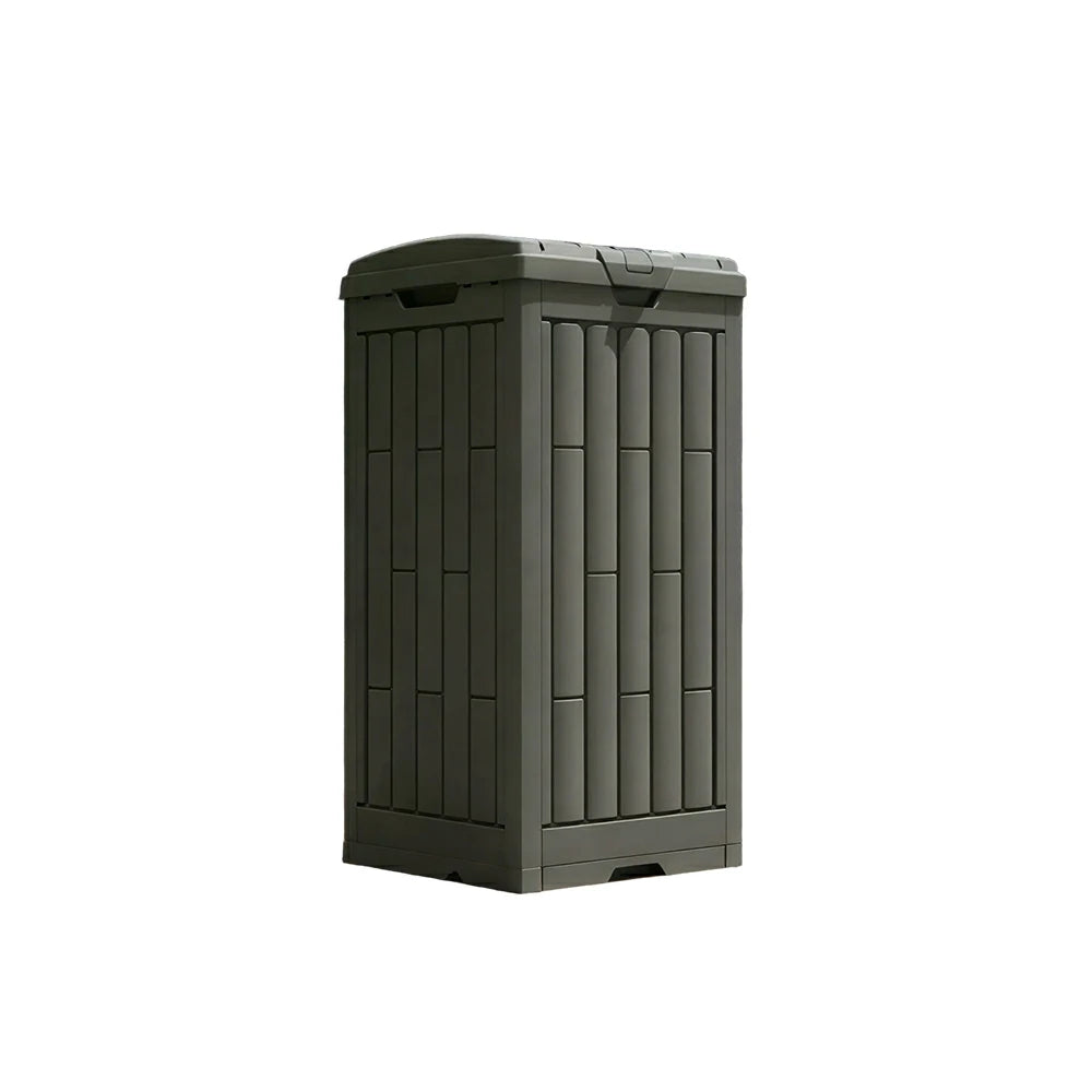 SOLARA 110L Outdoor Rubbish Bin - Slim Space Saving Flip Lid Waste Bin for Garden Patio Balcony - Dark Grey