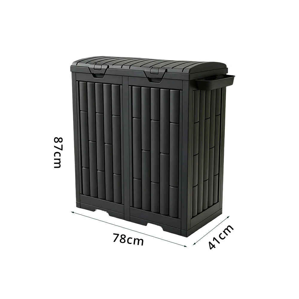 SOLARA 220L Outdoor Rubbish Bin - Dual Flip Lid Waste Bin Large Capacity for Garden Patio Backyard - Dark Grey