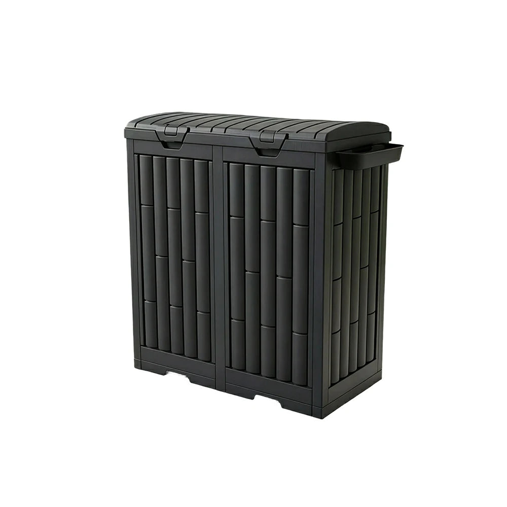SOLARA 220L Outdoor Rubbish Bin - Dual Flip Lid Waste Bin Large Capacity for Garden Patio Backyard - Dark Grey