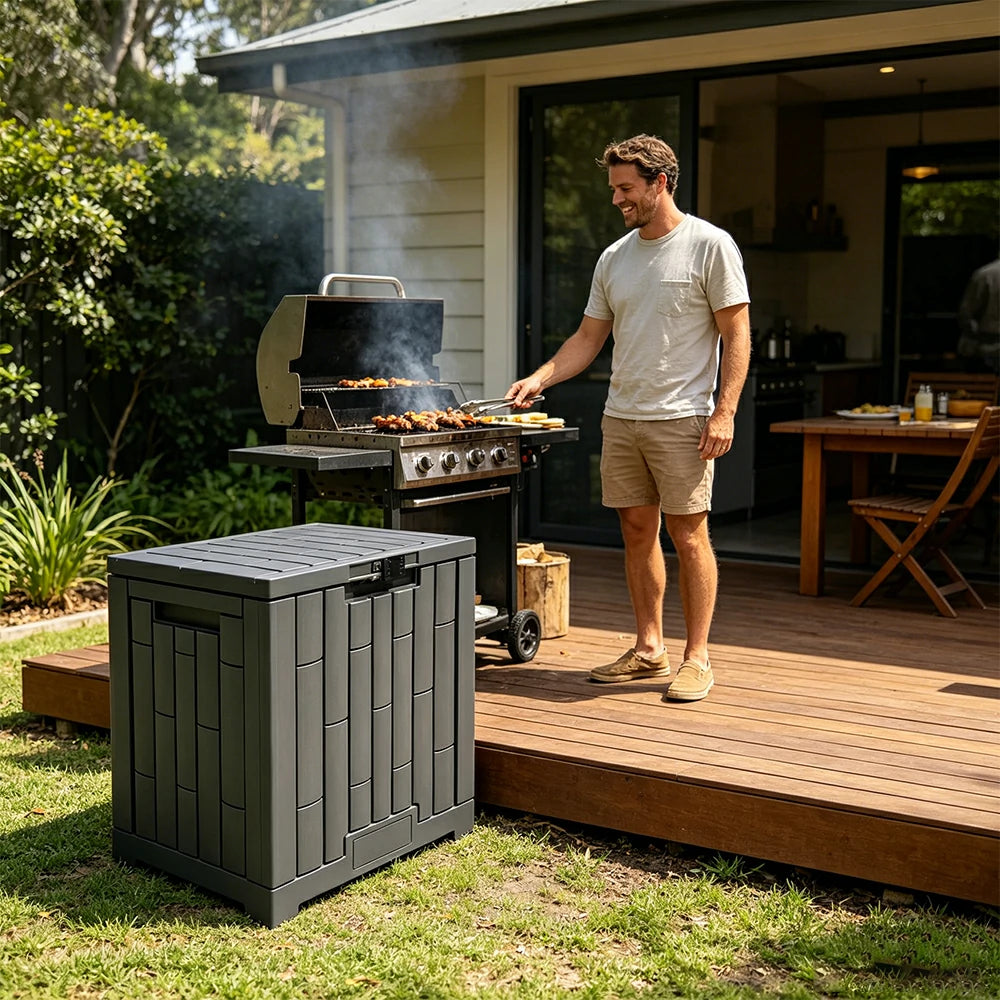 SOLARA 123L Outdoor Storage Box - Waterproof UV Resistant Garden Patio Cushion Tool Storage - Dark Grey