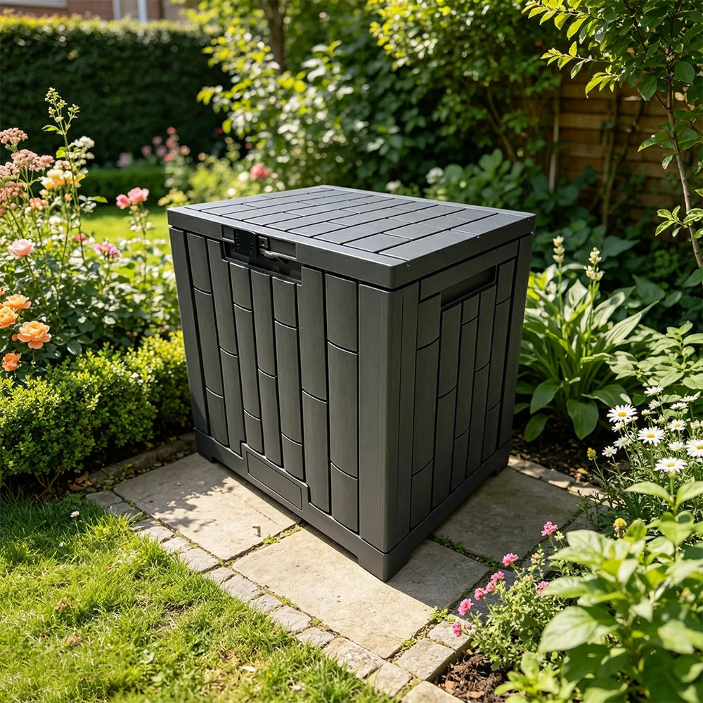 SOLARA 123L Outdoor Storage Box - Waterproof UV Resistant Garden Patio Cushion Tool Storage - Dark Grey