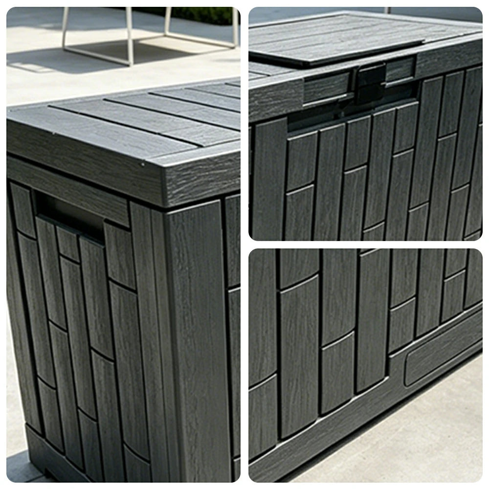 SOLARA 169L Outdoor Storage Box - Waterproof UV Resistant Garden Patio Tool Cushion Storage - Dark Grey