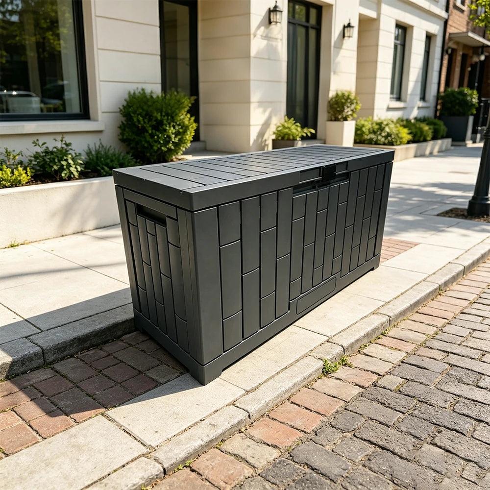 SOLARA 169L Outdoor Storage Box - Waterproof UV Resistant Garden Patio Tool Cushion Storage - Dark Grey