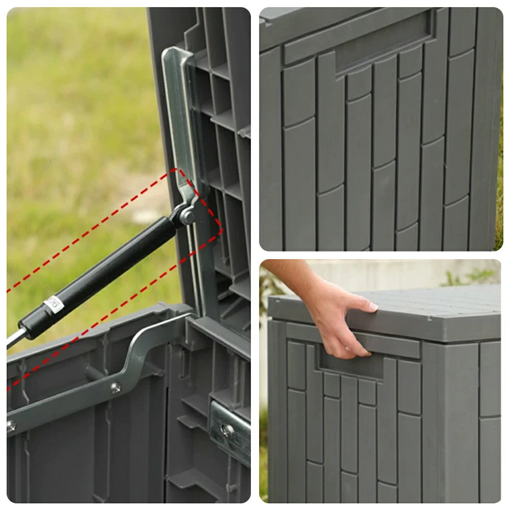 SOLARA Outdoor Storage Box - Waterproof UV Resistant Hydraulic Lid Garden Patio Cushion Tool Storage - Dark Grey