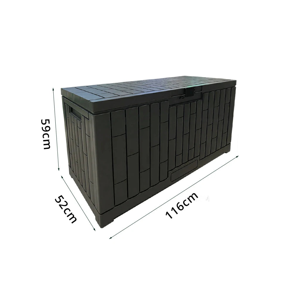 SOLARA Outdoor Storage Box - Waterproof UV Resistant Hydraulic Lid Garden Patio Cushion Tool Storage - Dark Grey