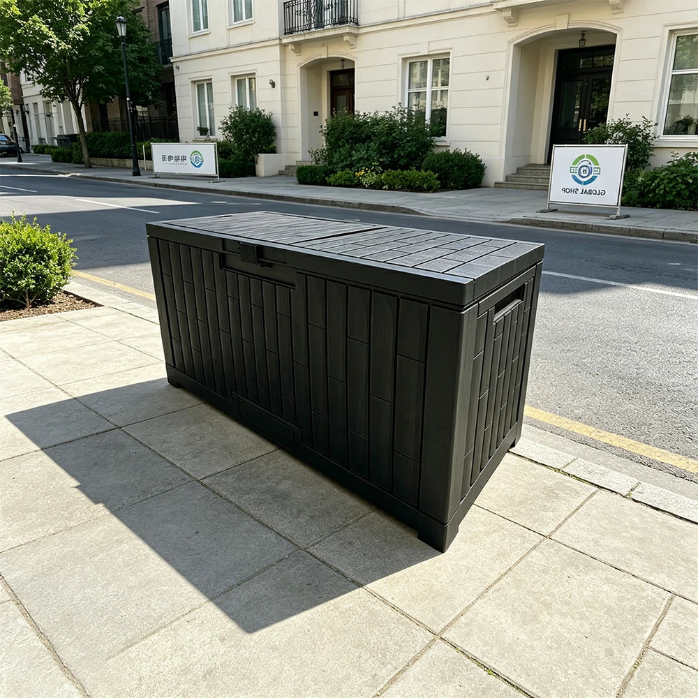 SOLARA 328L Outdoor Storage Box - Waterproof UV Resistant Hydraulic Lid Garden Patio Tool Storage - Dark Grey