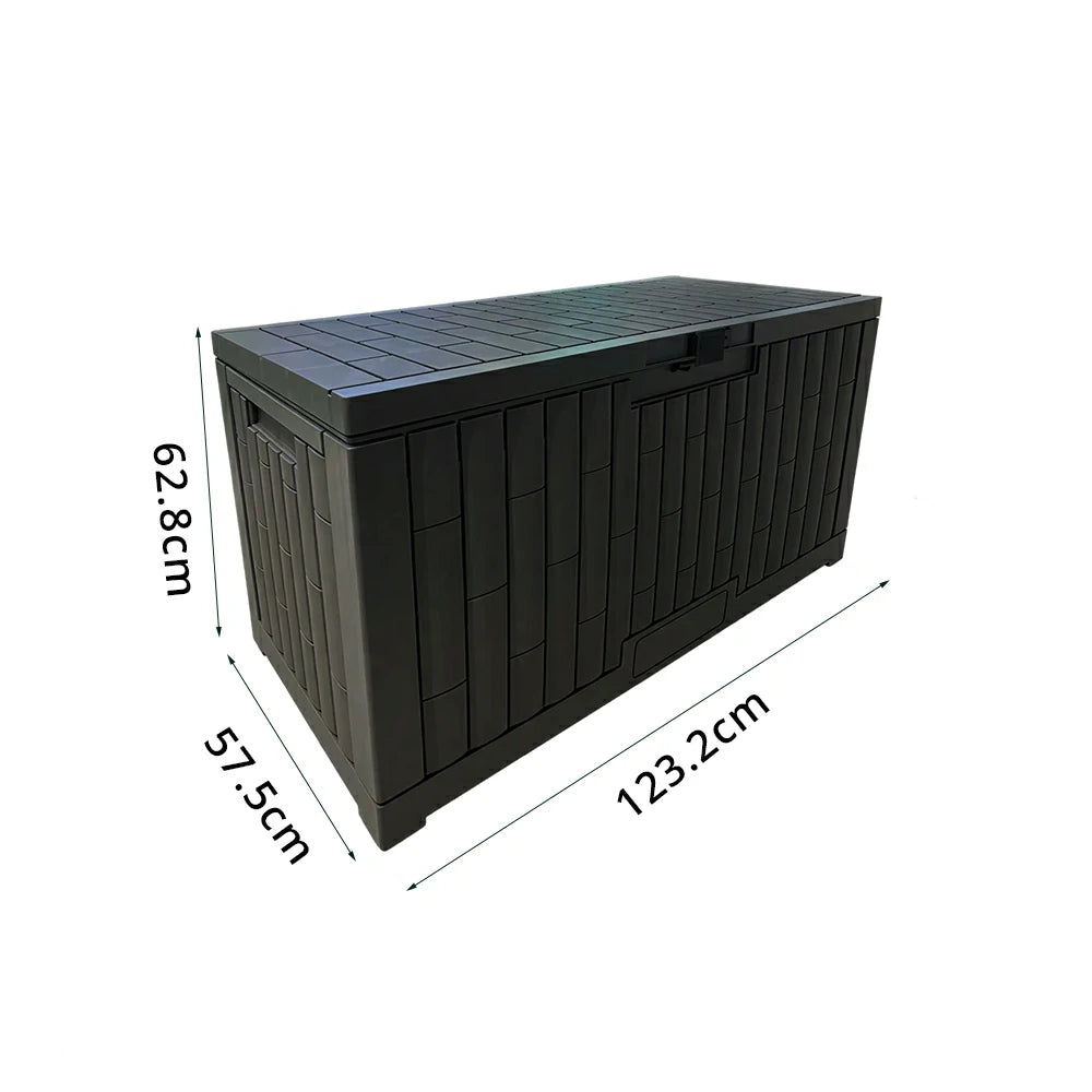 SOLARA 328L Outdoor Storage Box - Waterproof UV Resistant Hydraulic Lid Garden Patio Tool Storage - Dark Grey