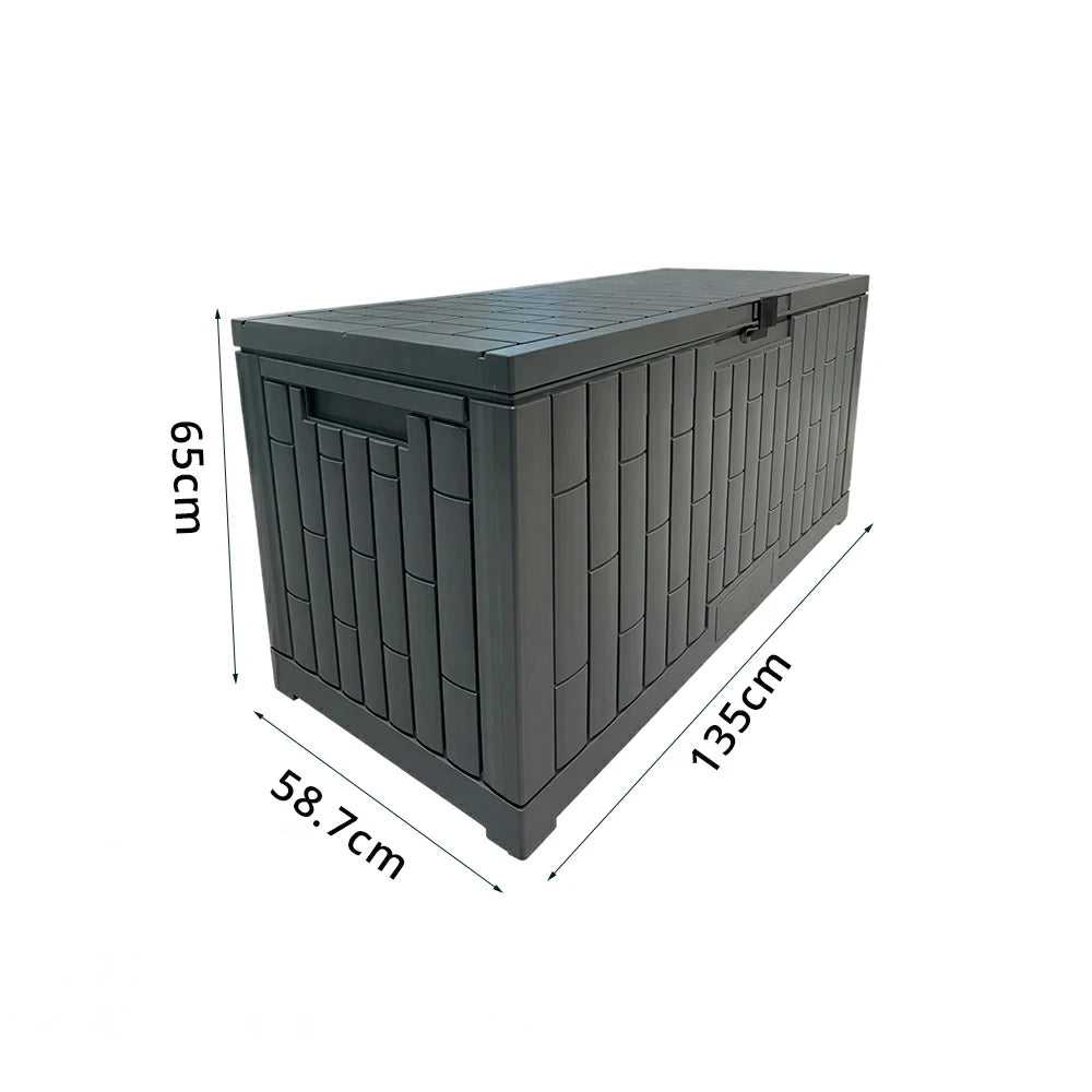 SOLARA Outdoor Storage Box - Waterproof UV Resistant Hydraulic Lid Large Capacity for Garden Patio - Dark Grey