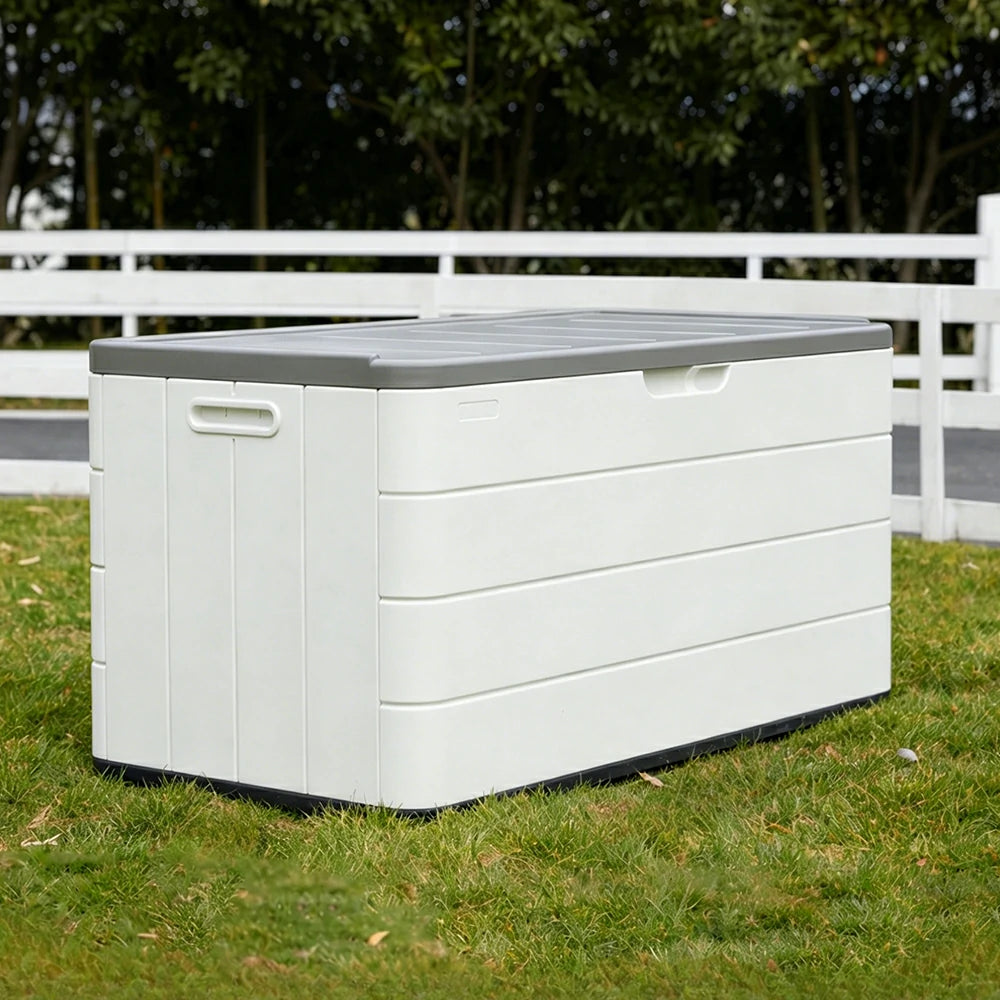 SOLARA Outdoor Storage Cabinet - Weatherproof UV Resistant Lockable Garden Patio Storage Box - White
