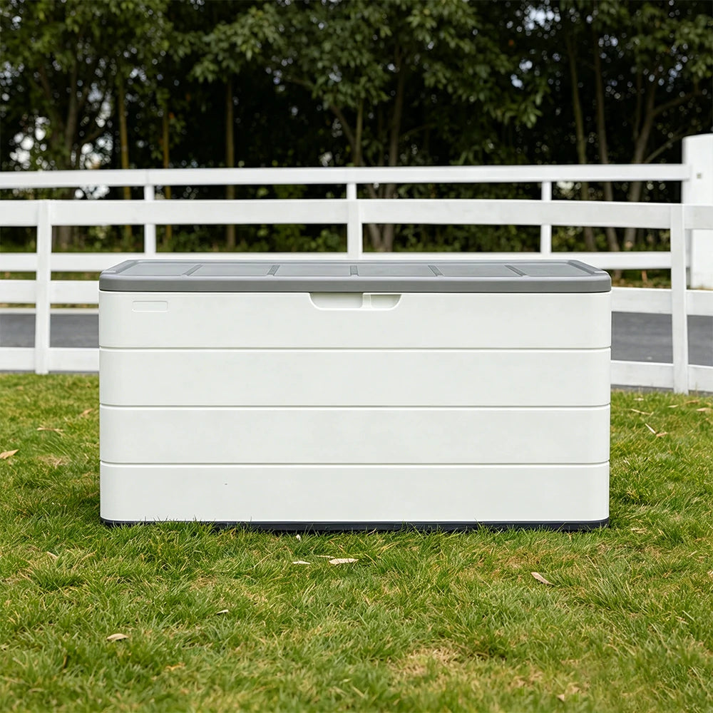 SOLARA Outdoor Storage Cabinet - Weatherproof UV Resistant Lockable Garden Patio Storage Box - White