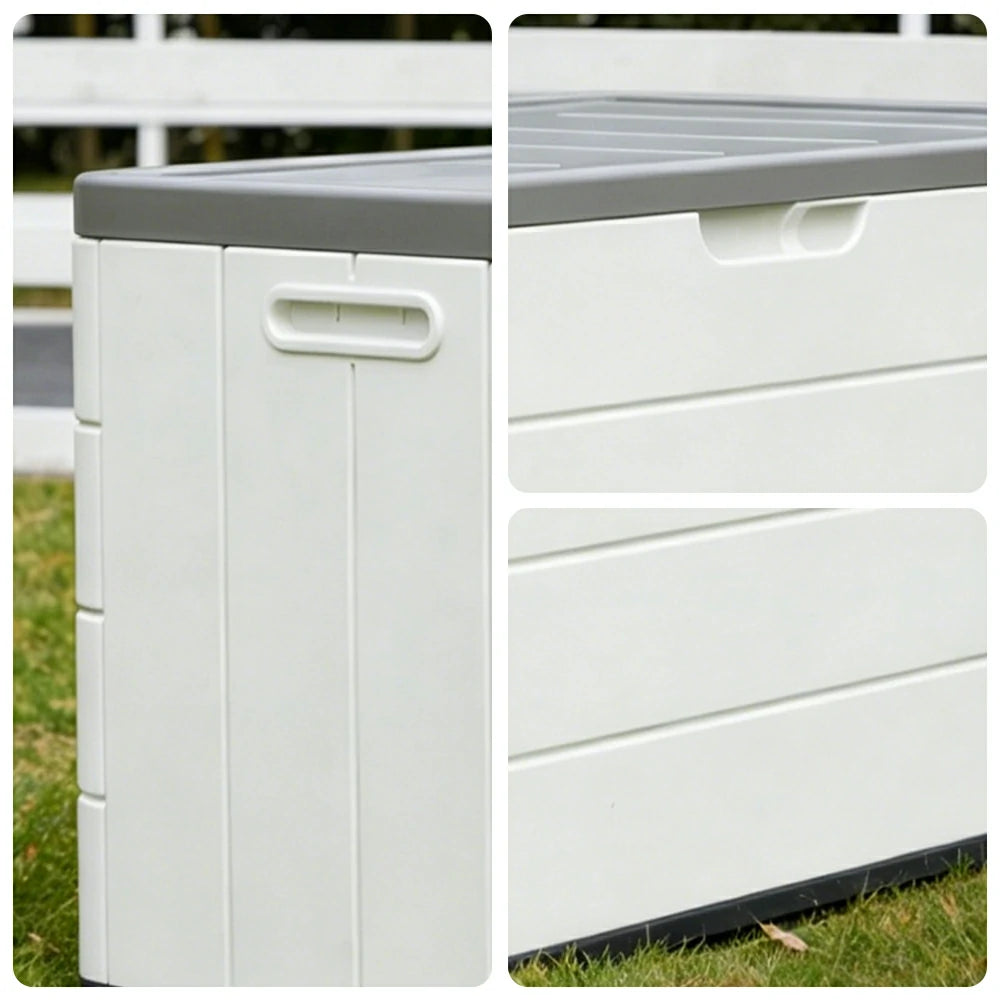 SOLARA Outdoor Storage Cabinet - Weatherproof UV Resistant Lockable Garden Patio Storage Box - White
