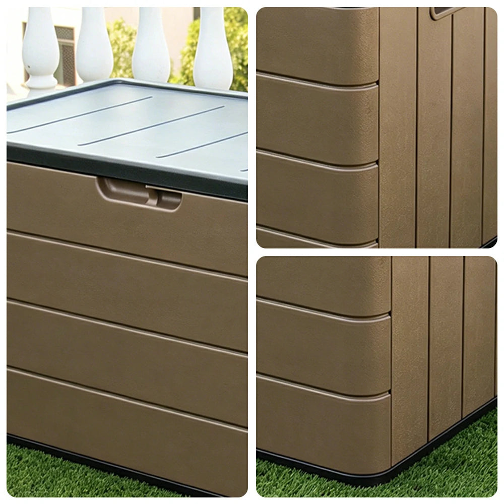 SOLARA Outdoor Storage Cabinet - Weatherproof UV Resistant Lockable Garden Patio Storage Box - Brown