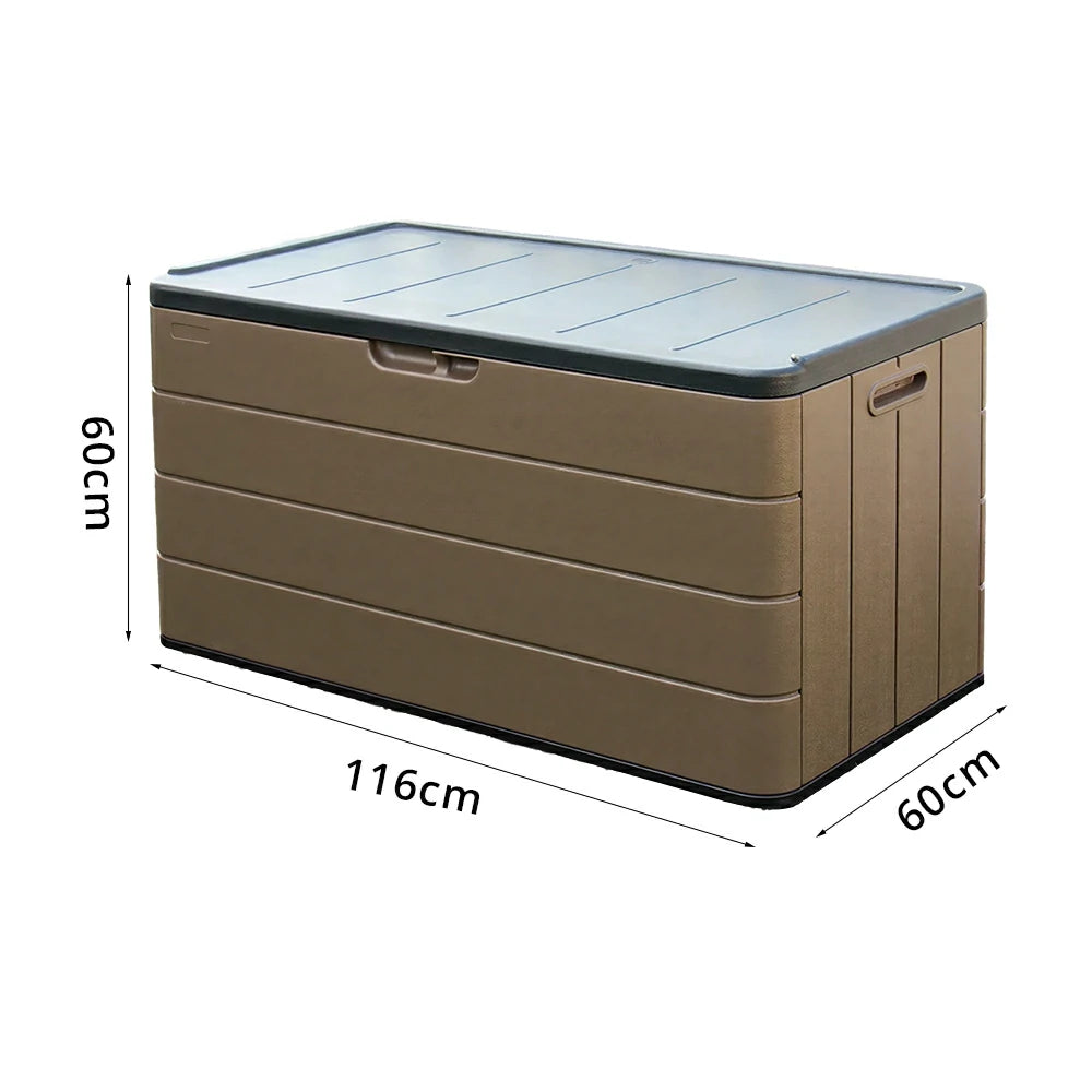 SOLARA Outdoor Storage Cabinet - Weatherproof UV Resistant Lockable Garden Patio Storage Box - Brown
