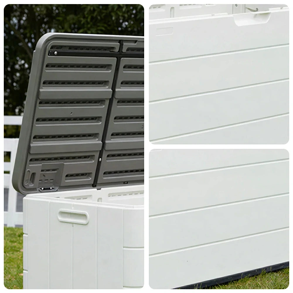SOLARA Outdoor Storage Cabinet - Weatherproof Lockable Garden Patio Storage Box with Wheels - White