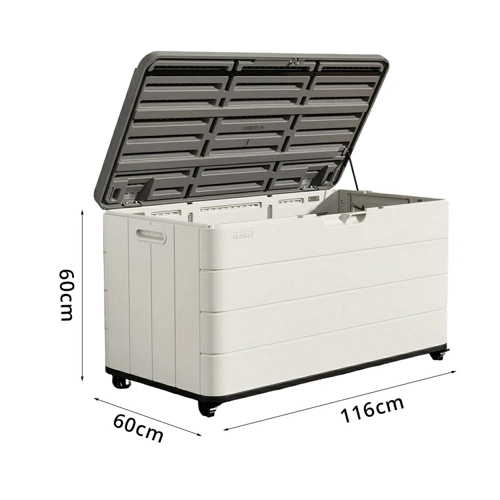 SOLARA Outdoor Storage Cabinet - Weatherproof Lockable Garden Patio Storage Box with Wheels - White