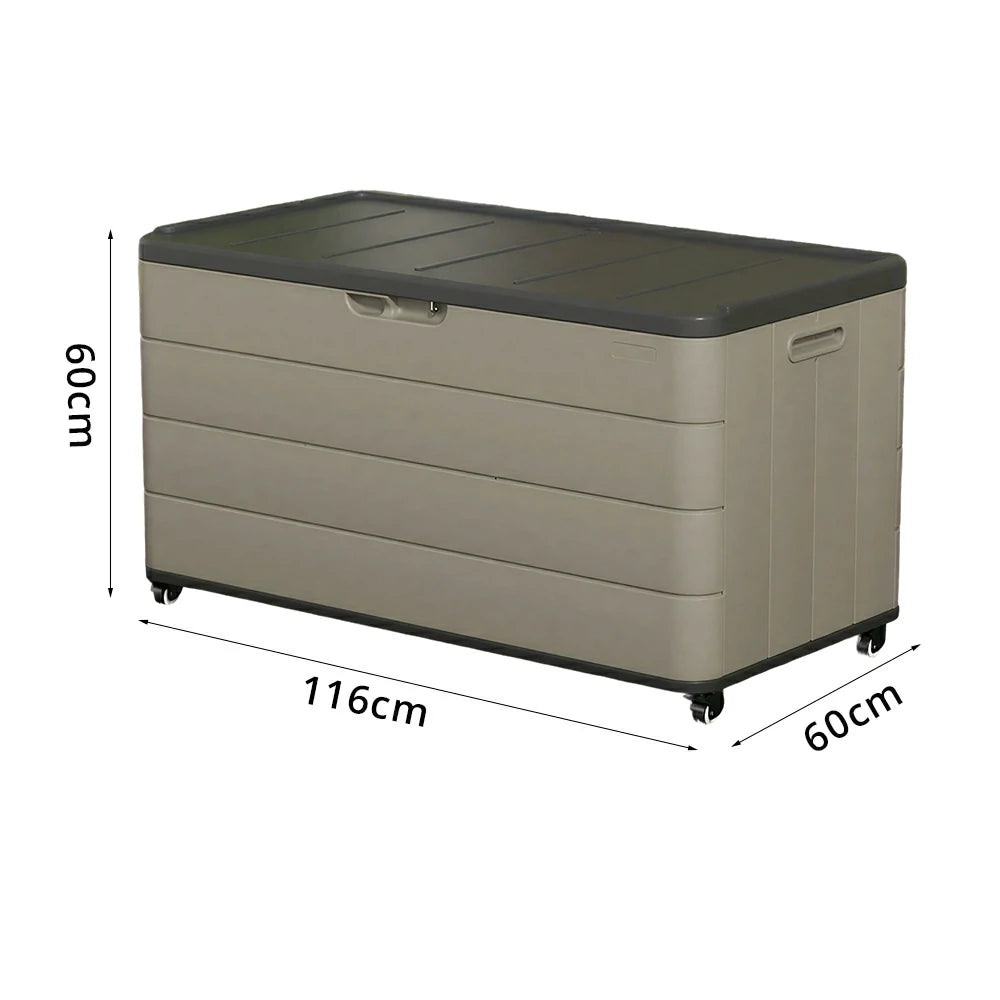 SOLARA Outdoor Storage Cabinet - Weatherproof Lockable Garden Patio Storage Box with Wheels - Brown