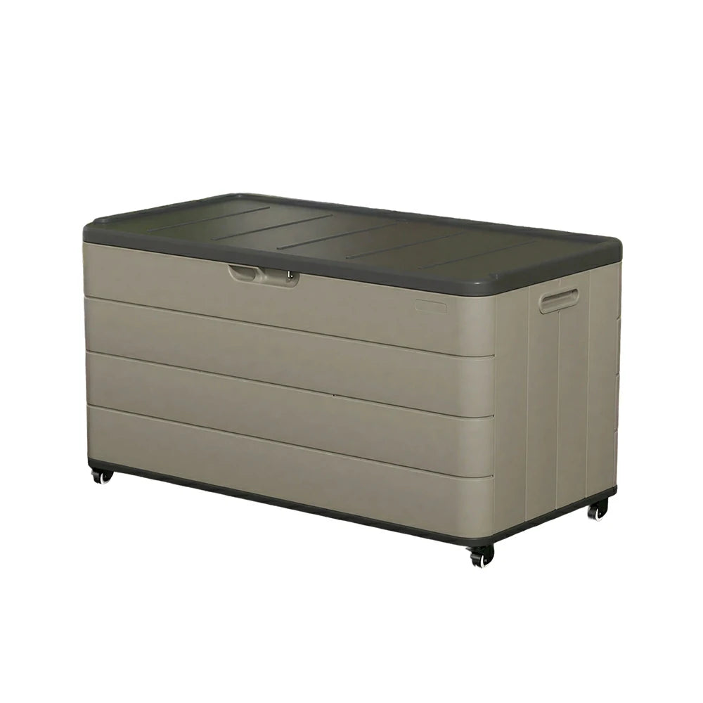 SOLARA Outdoor Storage Cabinet - Weatherproof Lockable Garden Patio Storage Box with Wheels - Brown