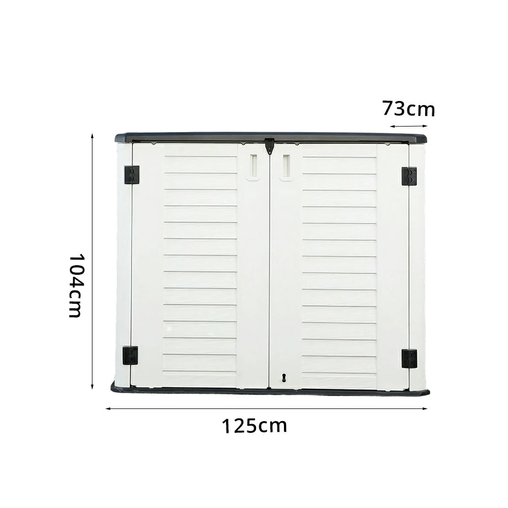 SOLARA Outdoor Storage Cabinet - Weatherproof Lockable Single Tier Garden Patio Tool Storage - White