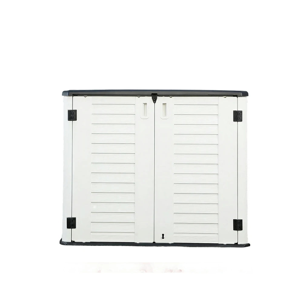 SOLARA Outdoor Storage Cabinet - Weatherproof Lockable Single Tier Garden Patio Tool Storage - White
