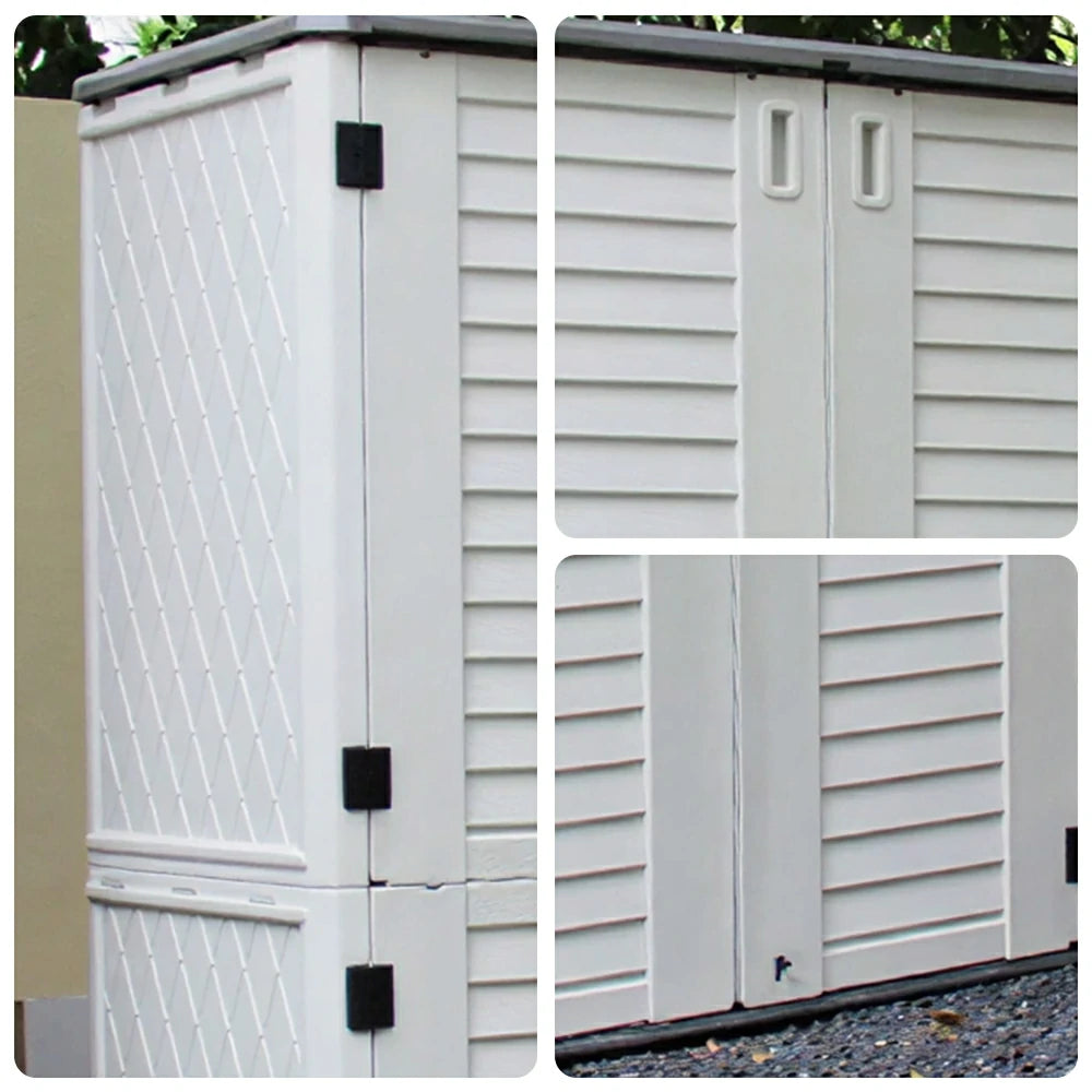 SOLARA Outdoor Storage Cabinet - Weatherproof Lockable Tall Garden Patio Tool Storage - White