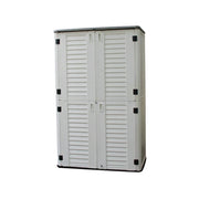 SOLARA Outdoor Storage Cabinet - Weatherproof Lockable Tall Garden Patio Tool Storage - White