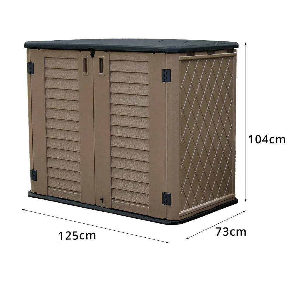 SOLARA Outdoor Storage Cabinet - Weatherproof Lockable Single Tier Garden Patio Tool Storage - Brown