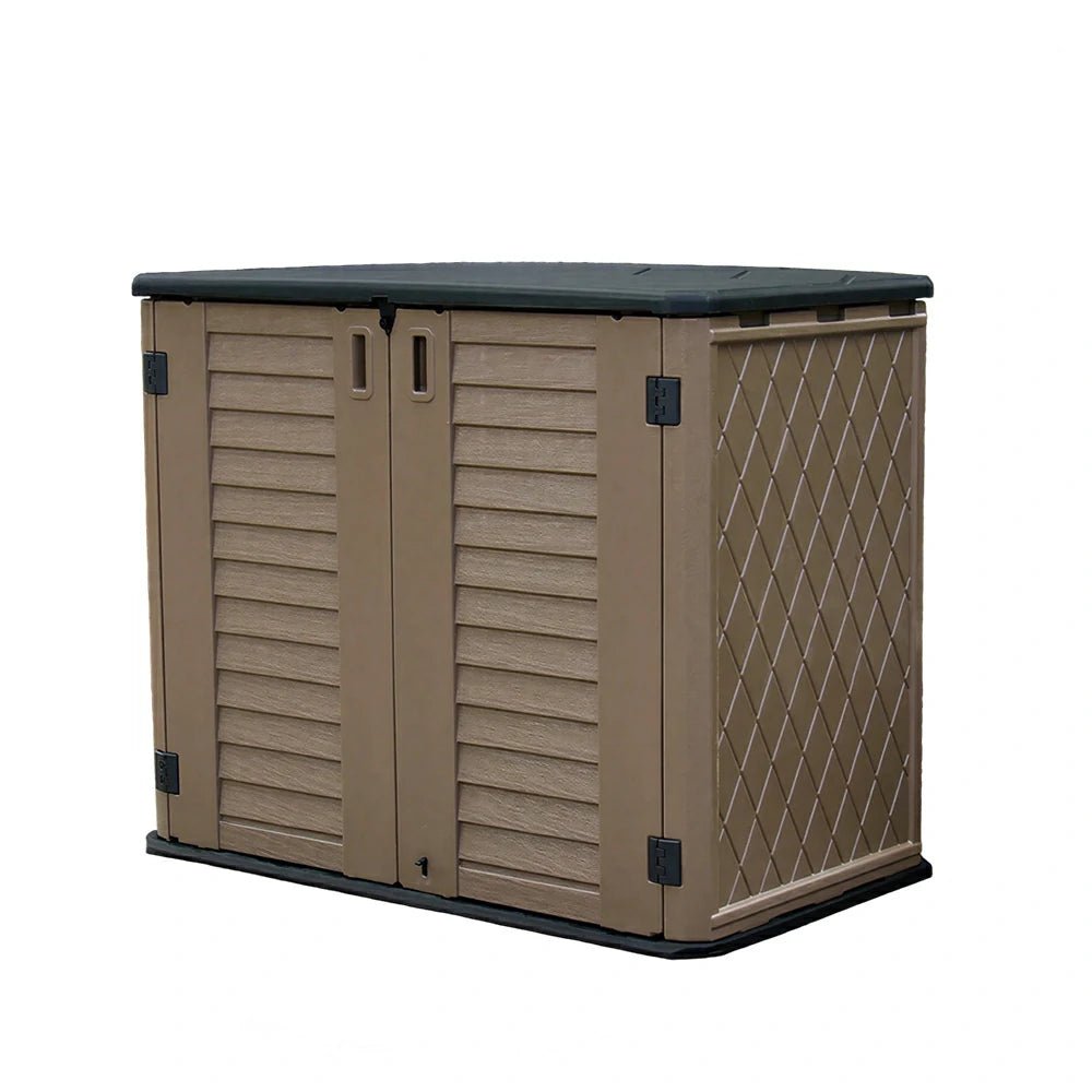 SOLARA Outdoor Storage Cabinet - Weatherproof Lockable Single Tier Garden Patio Tool Storage - Brown