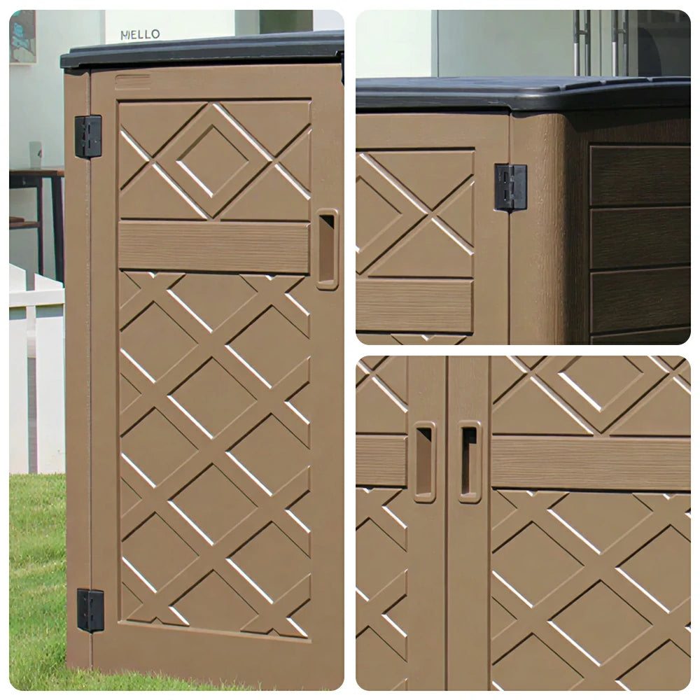 SOLARA Outdoor Storage Cabinet - Weatherproof Lockable Large Garden Patio Tool Storage - Brown
