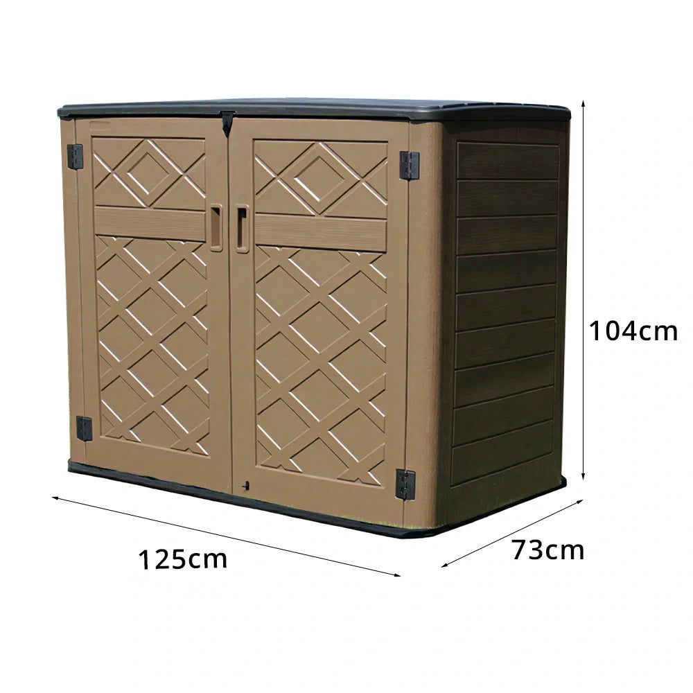 SOLARA Outdoor Storage Cabinet - Weatherproof Lockable Large Garden Patio Tool Storage - Brown