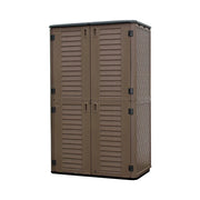 SOLARA Outdoor Storage Cabinet - Weatherproof Lockable Tall Garden Patio Tool Storage - Brown