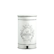 SOLARA 17L Vintage Iron Rubbish Bin - Soft Close Wide Opening Outdoor Waste Bin for Garden Backyard - White