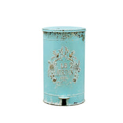 SOLARA 17L Vintage Iron Rubbish Bin - Soft Close Wide Opening Outdoor Waste Bin for Garden Backyard - Blue