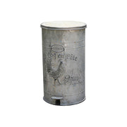 SOLARA 17L Vintage Iron Rubbish Bin - Soft Close Wide Opening Outdoor Waste Bin for Garden Backyard - Grey