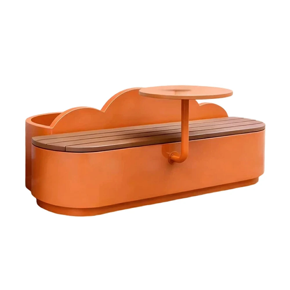 SOLARA 150/180/200cm Planter Bench with Side Table Thick Carbon Steel Structure for Garden Park Commercial Space - Orange