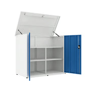 SOLARA 3 Door Outdoor Storage Cabinet - Weather Resistant 4 Shelf Utility Cabinet for Garden Balcony - White & Blue