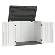 SOLARA Outdoor Storage Cabinet - Weather Resistant Single Layer Utility Cabinet 133cm for Garden Patio - White Grey