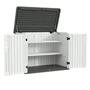 SOLARA Outdoor Storage Cabinet - Weather Resistant Single Layer Shelf Cabinet 133cm for Garden Patio - White Grey
