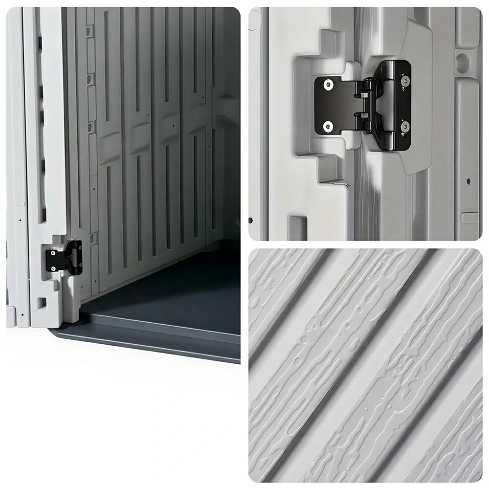 SOLARA Tall Outdoor Storage Cabinet - Weather Resistant Double Layer Shelf Cabinet 133cm for Garden Patio - White Grey