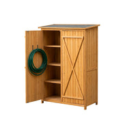 SOLARA Outdoor Wooden Storage Cabinet - Weather Resistant Garden Tool Cabinet with Shelves for Patio Balcony - Natural Wood