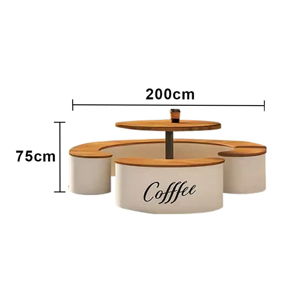 SOLARA Round Seating Table Set Circular Bench with Central Table 200cm for Commercial Street Park Cafe Outdoor Use