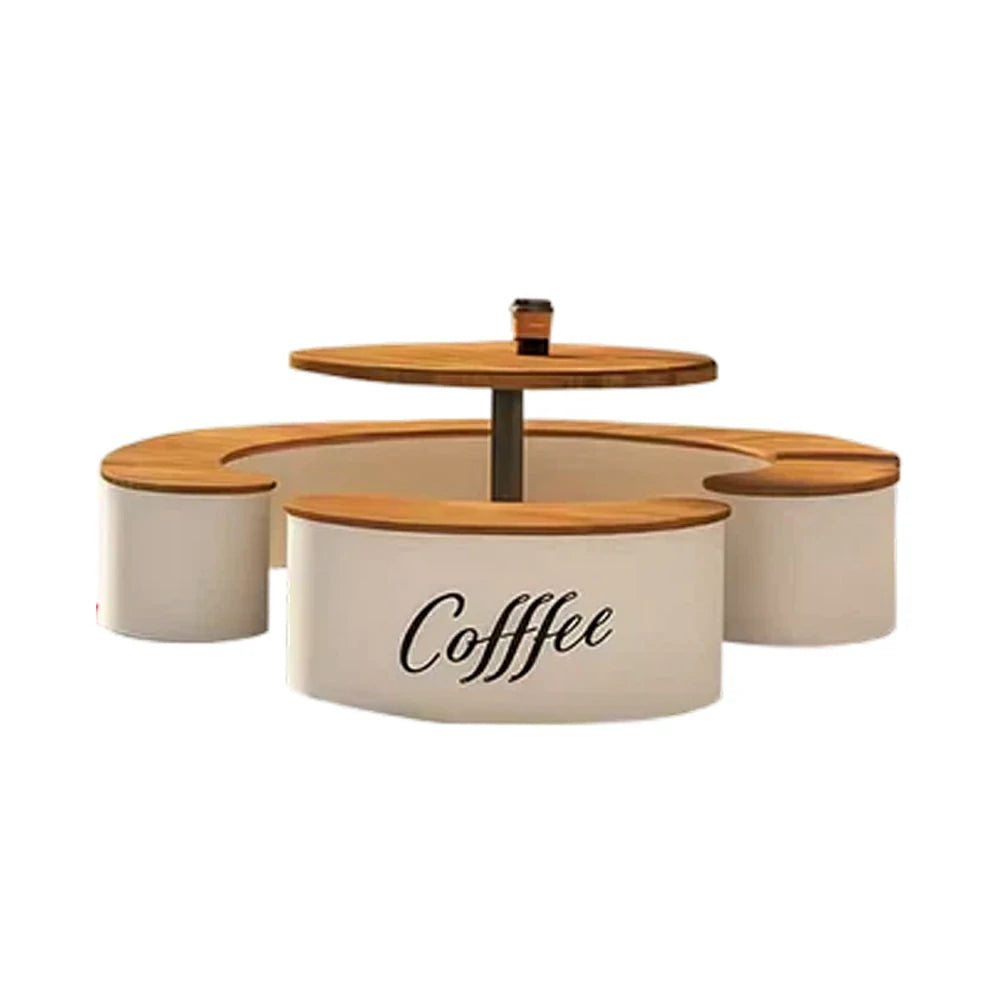 SOLARA Round Seating Table Set Circular Bench with Central Table 200cm for Commercial Street Park Cafe Outdoor Use