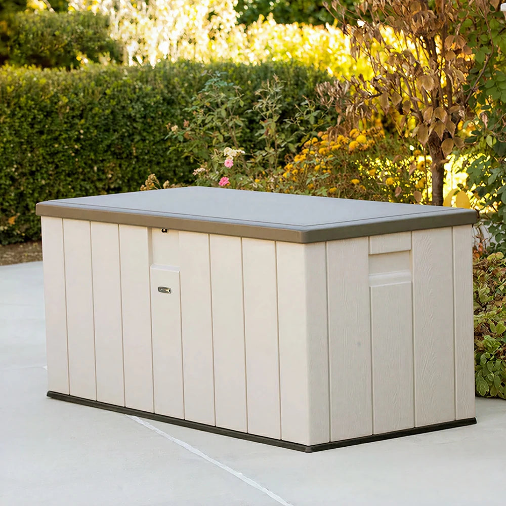 SOLARA Outdoor Storage Box - Weather Resistant 567.8L Deck Storage Bench for Garden Patio - Light Brown
