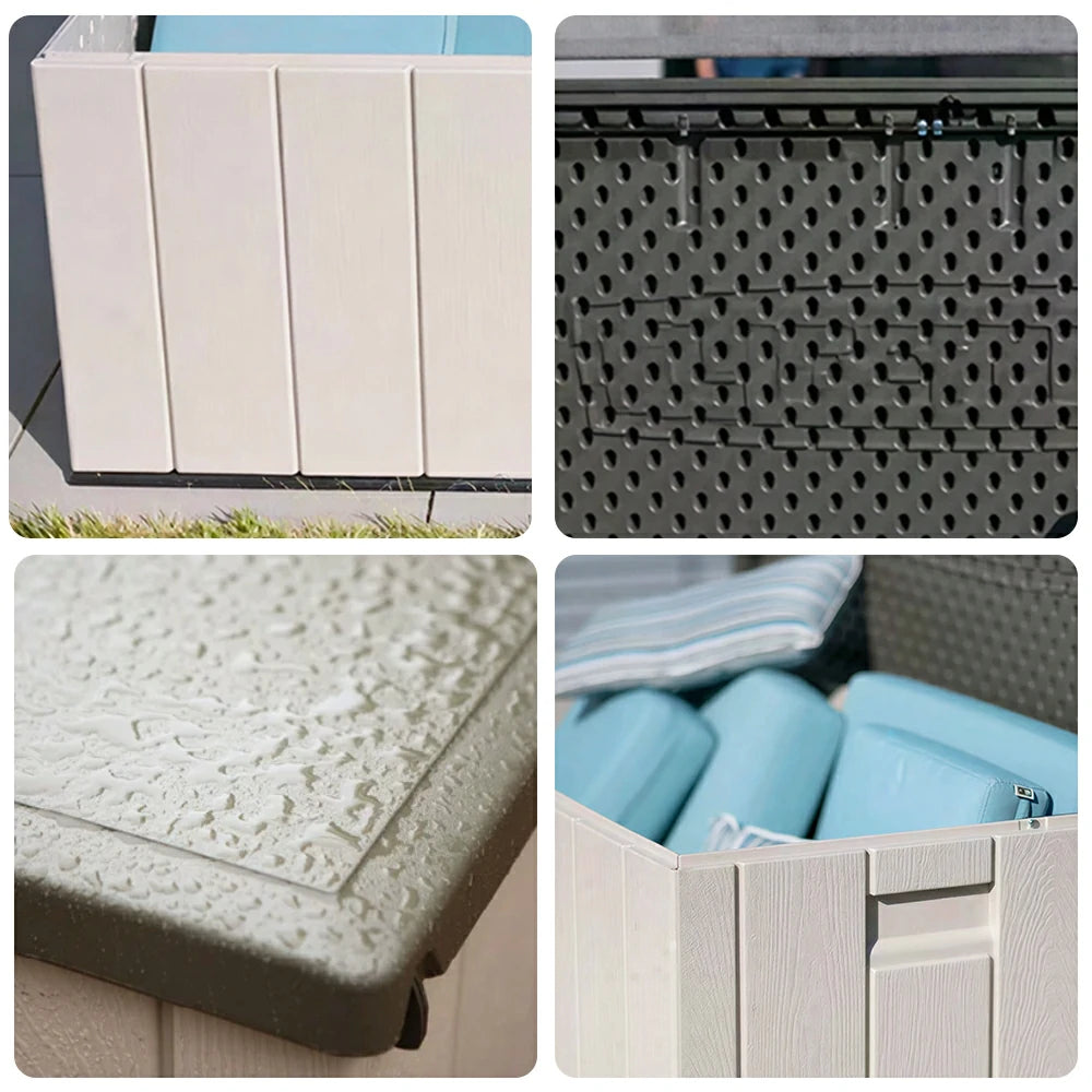 SOLARA Outdoor Storage Box - Weather Resistant 567.8L Deck Storage Bench for Garden Patio - Light Brown