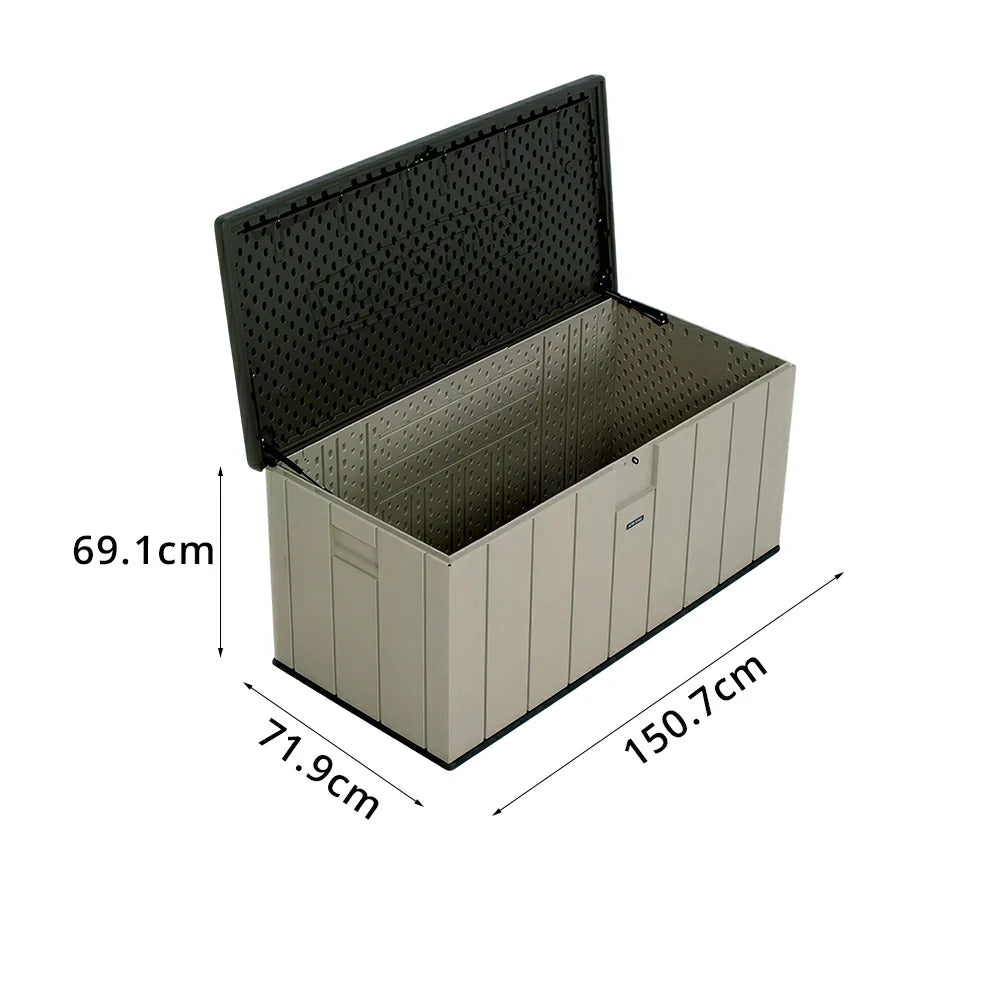 SOLARA Outdoor Storage Box - Weather Resistant 567.8L Deck Storage Bench for Garden Patio - Light Brown