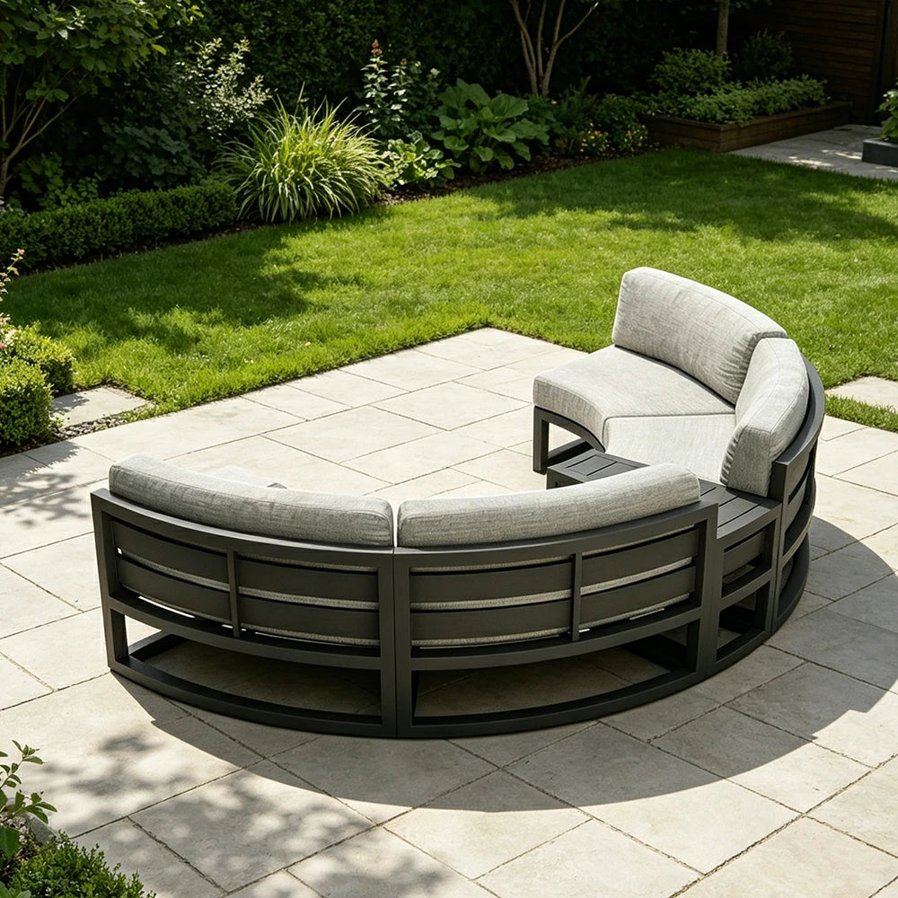 SOLARA Outdoor Curved Sofa Aluminium Frame Waterproof Fabric for Garden Patio Lounge