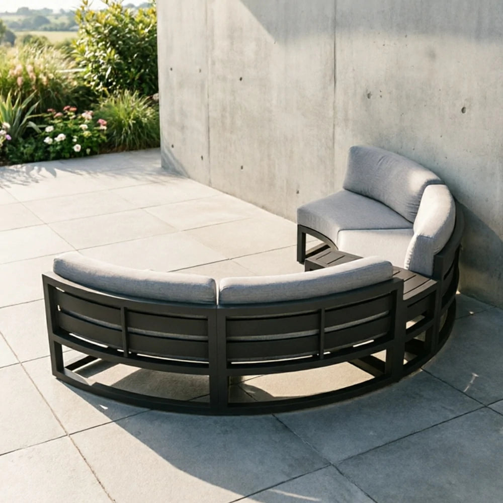 SOLARA Outdoor Curved Sofa Aluminium Frame Waterproof Fabric for Garden Patio Lounge