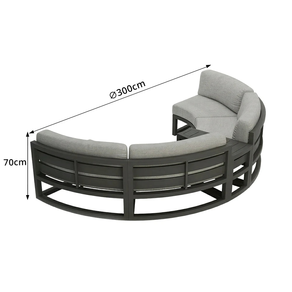 SOLARA Outdoor Curved Sofa Aluminium Frame Waterproof Fabric for Garden Patio Lounge