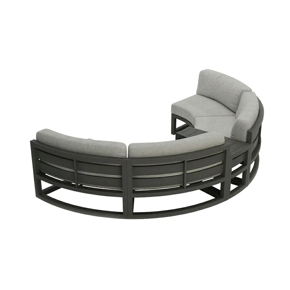SOLARA Outdoor Curved Sofa Aluminium Frame Waterproof Fabric for Garden Patio Lounge